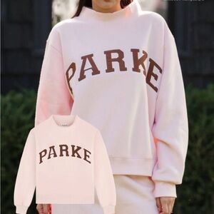 Parker Women's Pink Sweatshirt with Brown Lettering